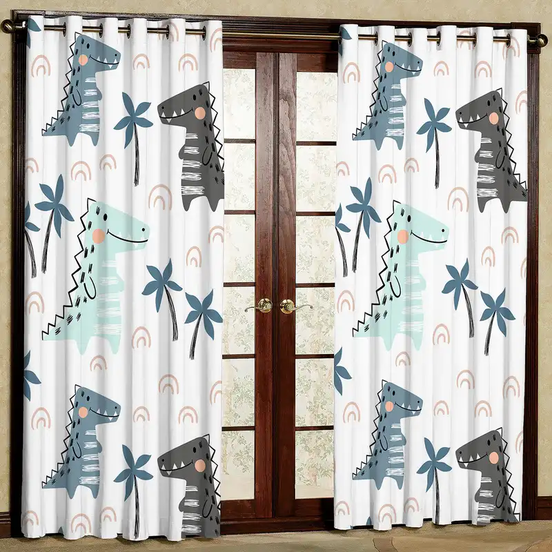 پرده  مدل دایناسور مخمل پانچی کد 4237 سایز 140x200 سانتی متر