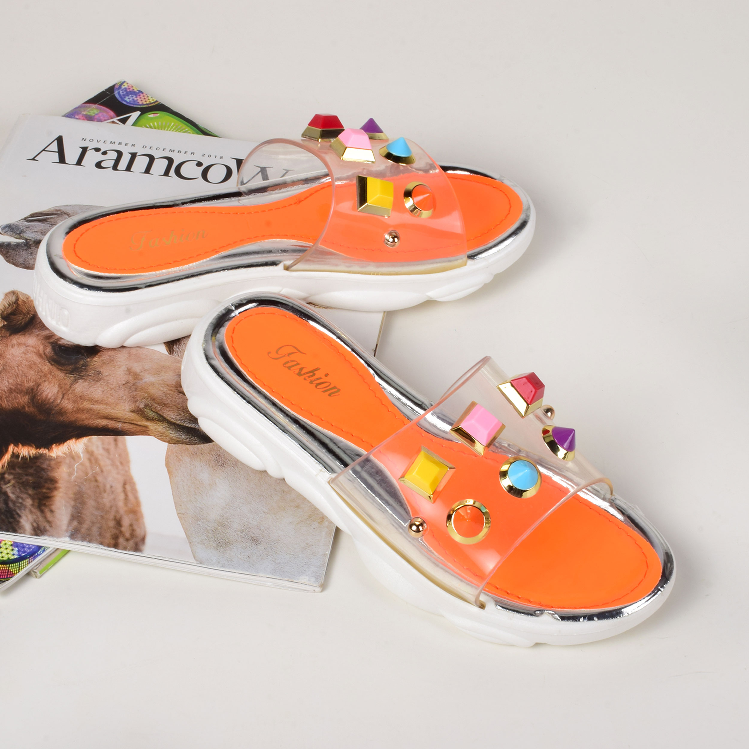 دمپایی دخترانه پاپا مدل سنگی کد ORG.3387