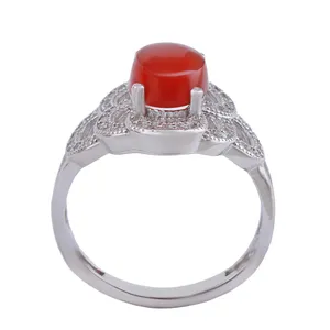 انگشتر نقره زنانه بازرگانی میلادی مدل عقیق آبکاری رادیوم قالب جواهری کد AWR_1452