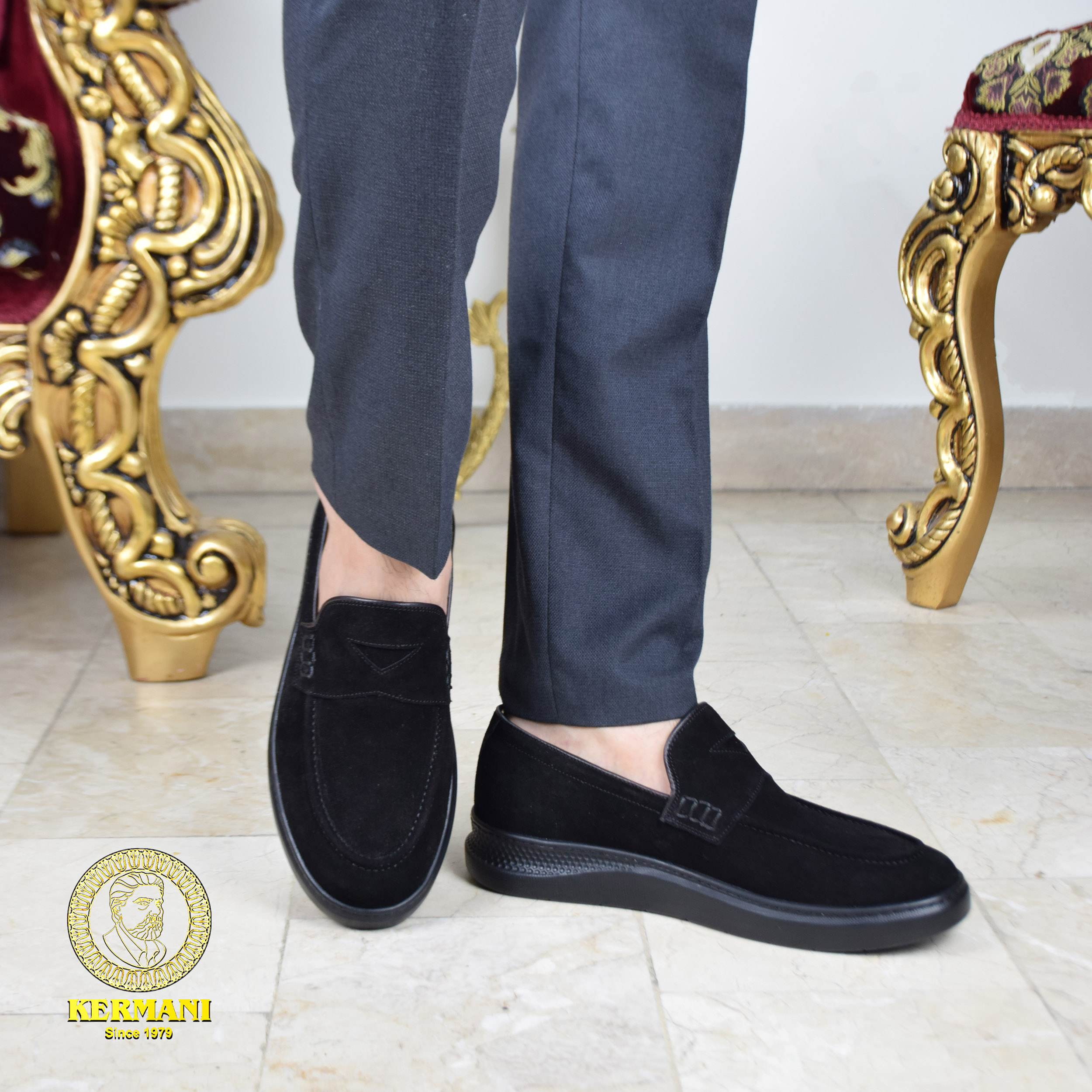 کفش کالج مردانه کرمانی مدل چرم جیر دستدوز طبیعی کد 514 رنگ مشکی -  - 2