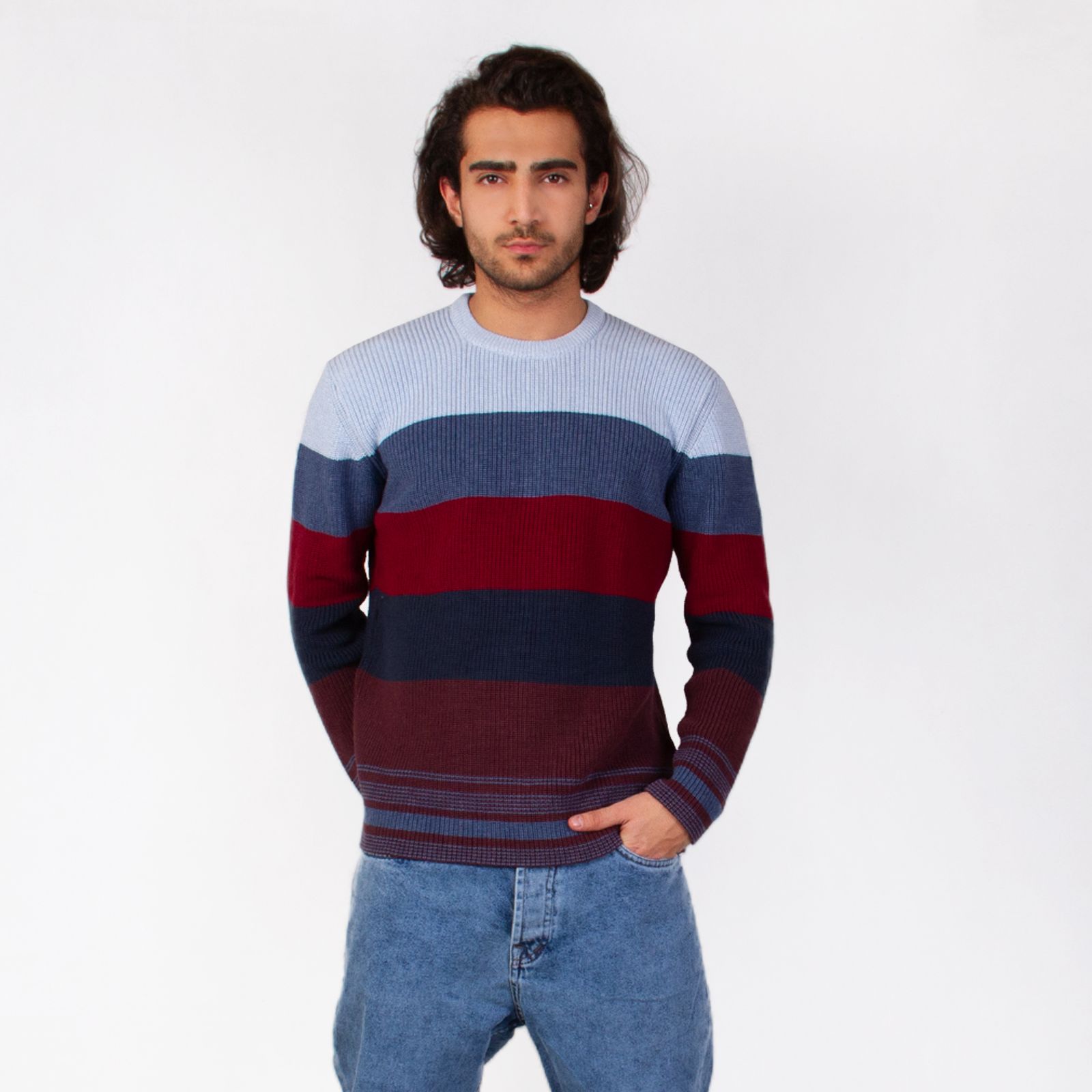 پلیور مردانه ان سی نو مدل تریپل رنگ آبی