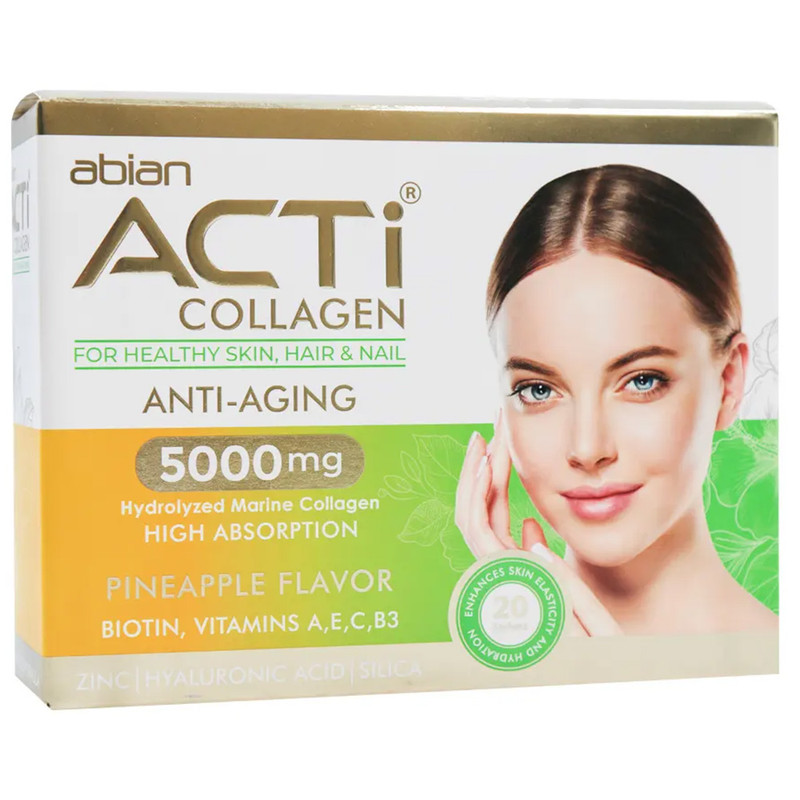 ساشه اکتی کلاژن 5000 میلی گرم با طعم آناناس ابیان دارو بسته 20 عددی