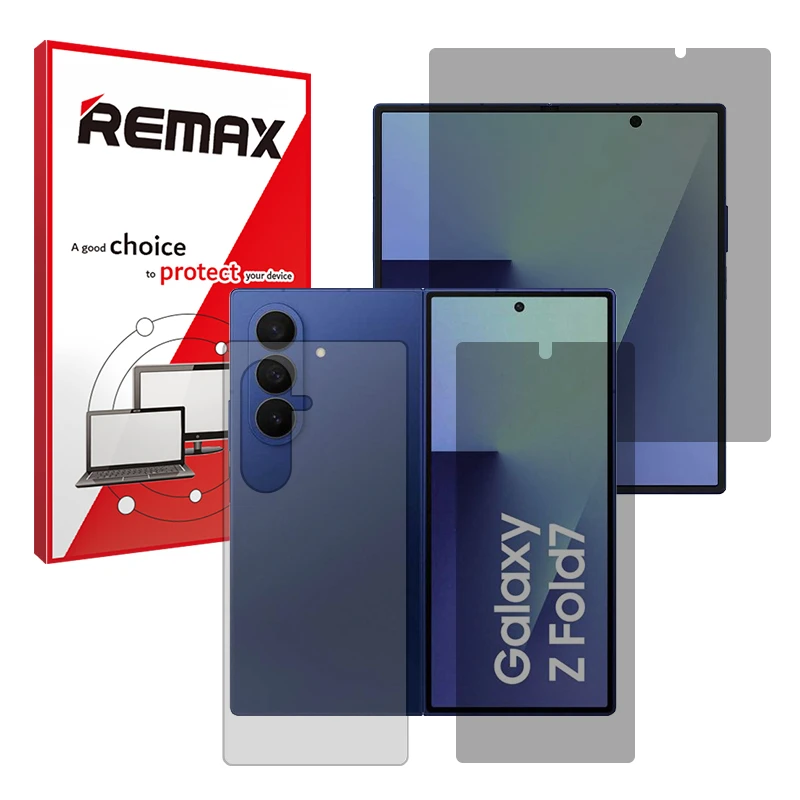 محافظ صفحه نمایش حریم شخصی ریمکس مدل Resistant مناسب برای گوشی موبایل سامسونگ Galaxy Z Fold 7 به همراه محافظ پشت گوشی