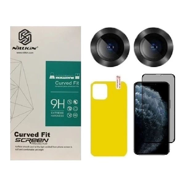 محافظ صفحه نمایش حریم شخصی نیلکین مدل PSP مناسب برای گوشی موبایل اپل iPhone 14 به همراه محافظ پشت گوشی و محافظ لنز دوربین