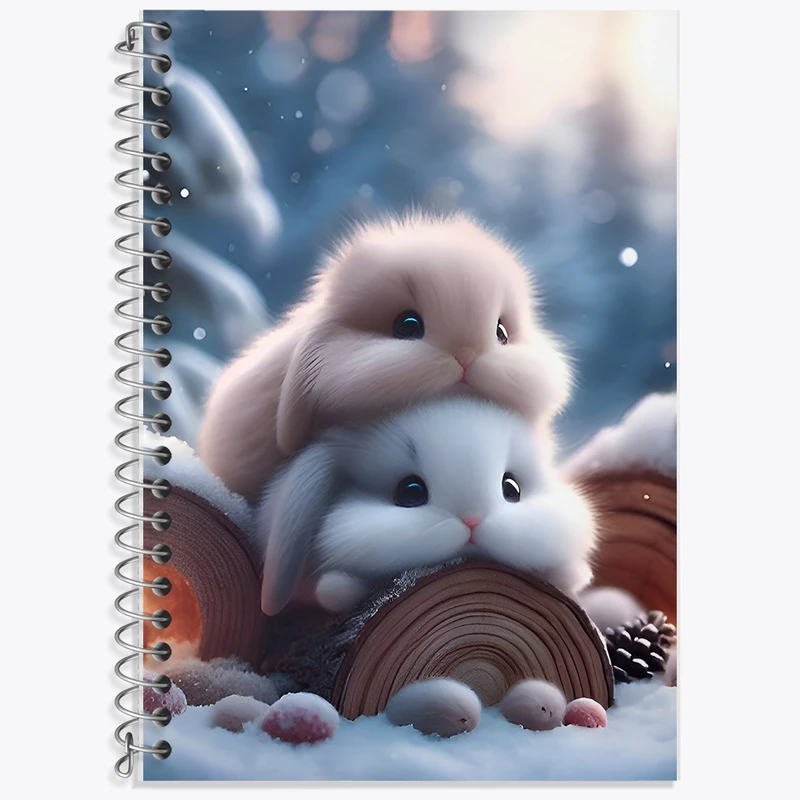 دفتر زبان 50 برگ خندالو مدل دو خط طرح خرگوش های بامزه کد F7578