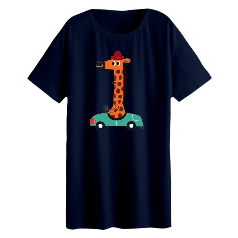 تی شرت لانگ زنانه مدل آقای زرافه