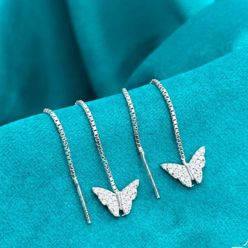 گوشواره نقره زنانه مدل بخیه پروانه RZZDEH-033