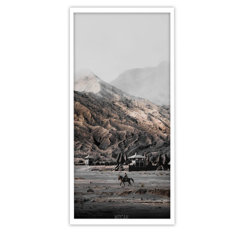 تابلو بکلیت طرح اسب سواری و منظره کوهستان مدل W-S3509