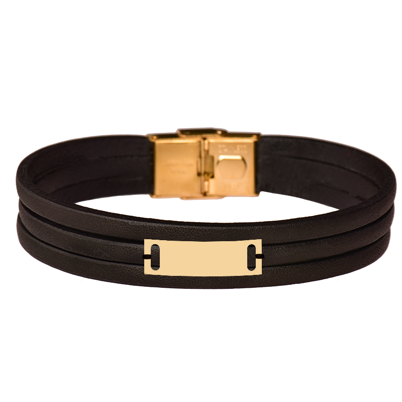 دستبند طلا 18 عیار مردانه کرابو طرح هندسی مدل Kr102412