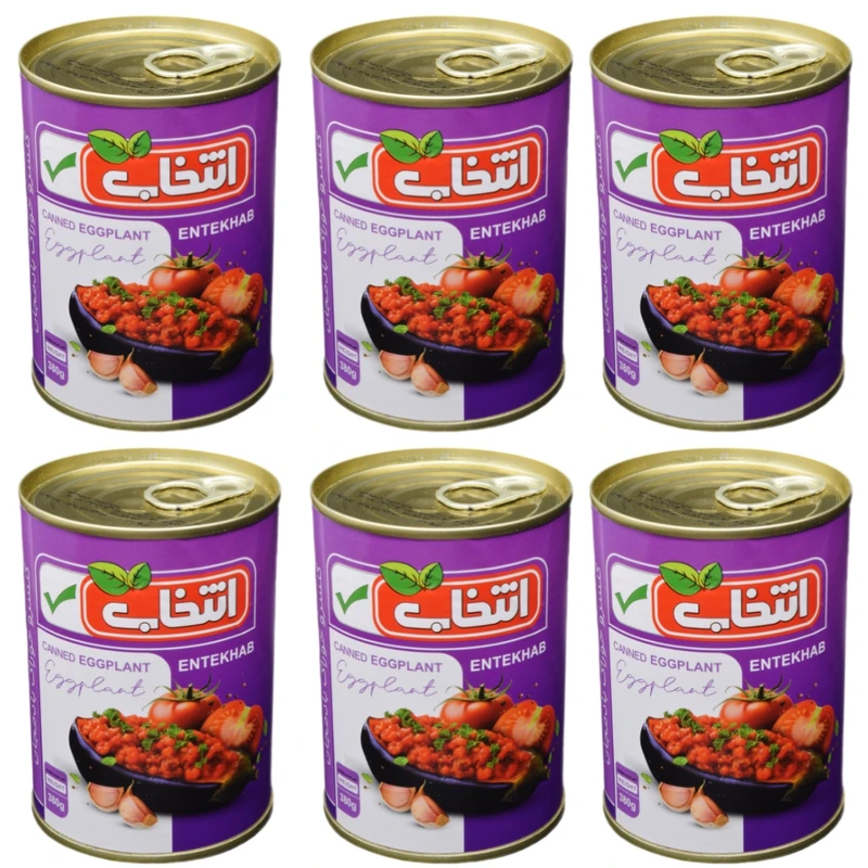 کنسرو خوراک بادمجان انتخاب - 380 گرم بسته 6 عددی