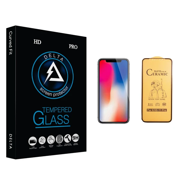 محافظ صفحه نمایش سرامیکی دلتا مدل HD مناسب برای گوشی موبایل اپل iPhone X