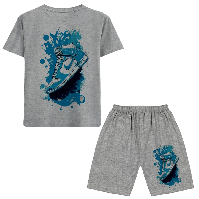 ست تی شرت و شلوارک پسرانه مدل کتونی کد N285