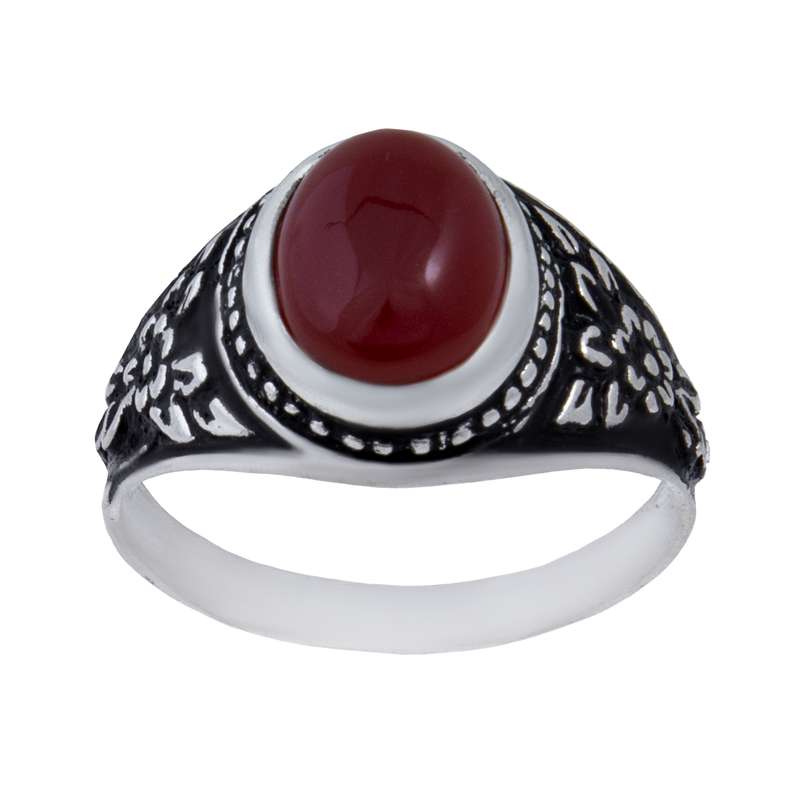 انگشتر نقره مردانه بازرگانی میلادی مدل سنگ عقیق اصل کد AM__084