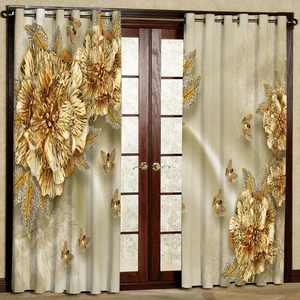 پرده مدل گل دار مخمل پانچی کد 1217 سایز 140x280 سانتی متر