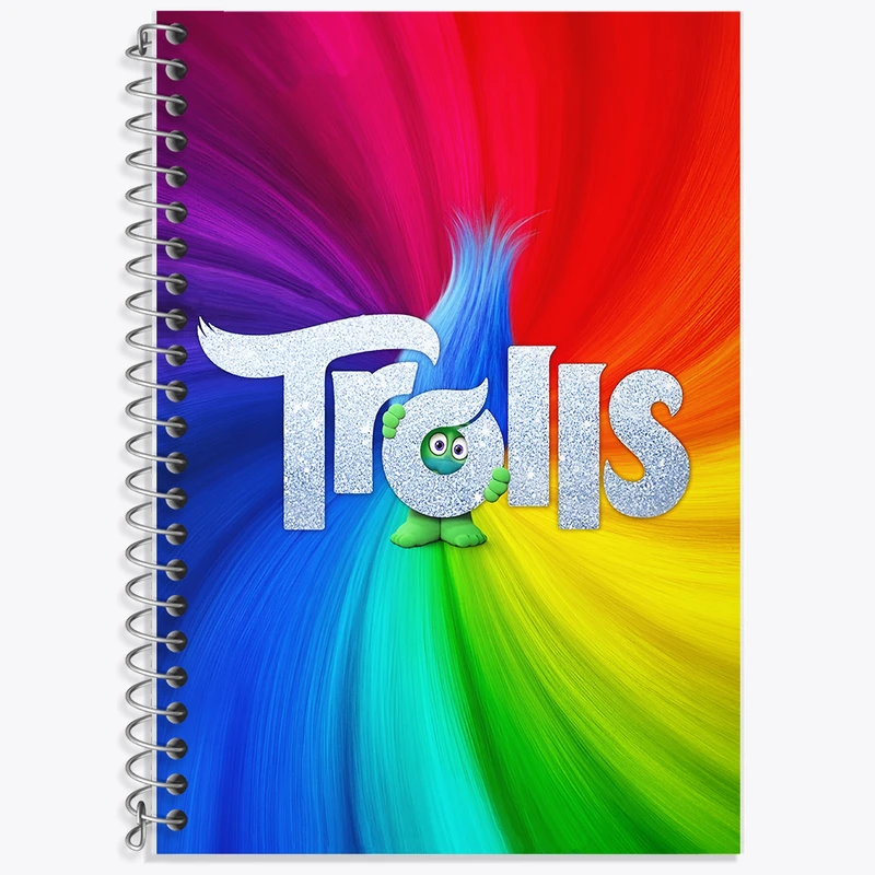 دفتر زبان 50 برگ خندالو مدل دو خط طرح ترول ها (Trolls) کد F8304