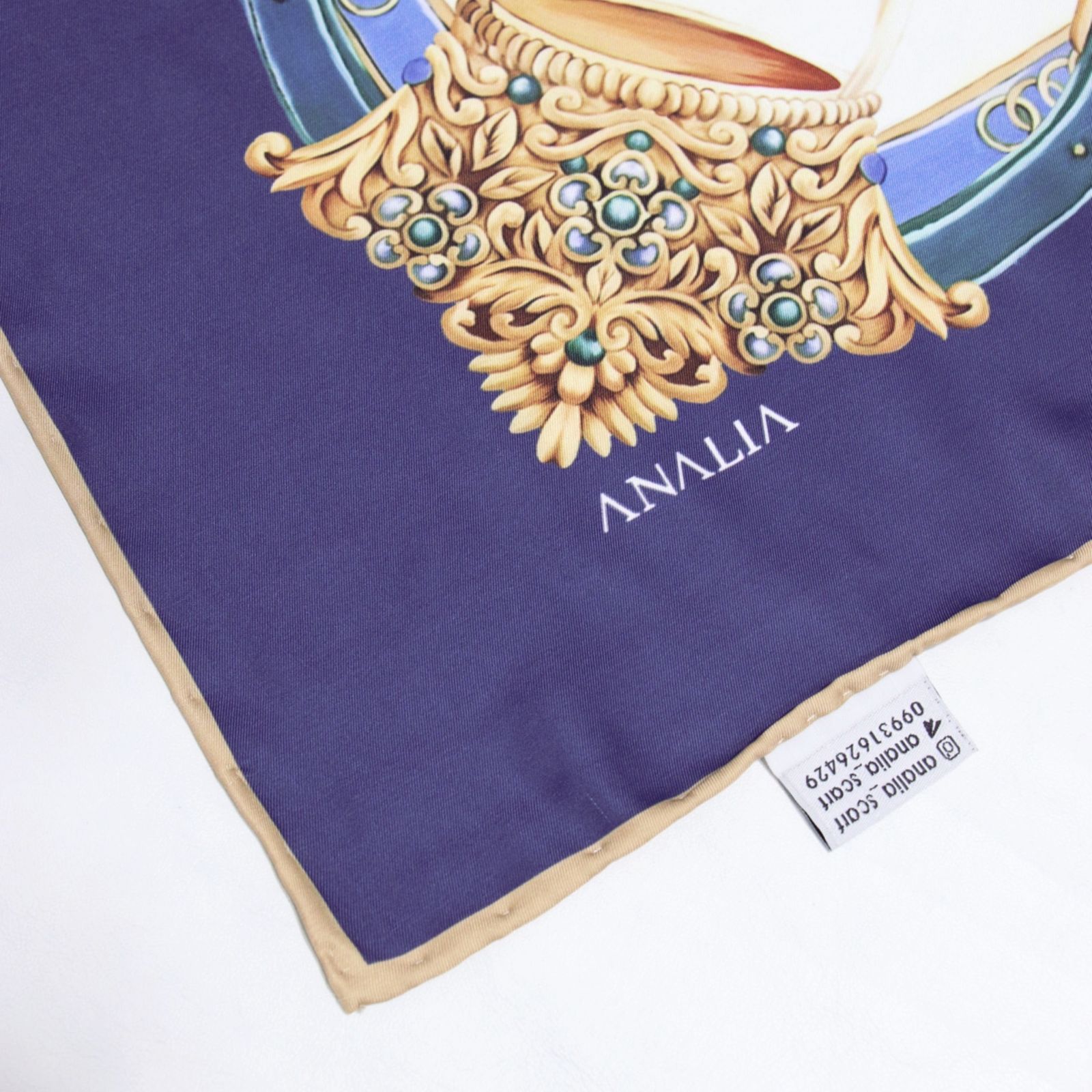 روسری زنانه آنالیا مدل ابریشم توییل دور دست دوز بهاری کد ana-9607 -  - 27