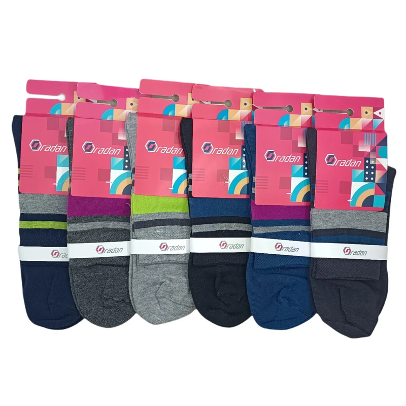 جوراب ساق بلند مردانه رادان مدل 1001-21 بسته 6 عددی