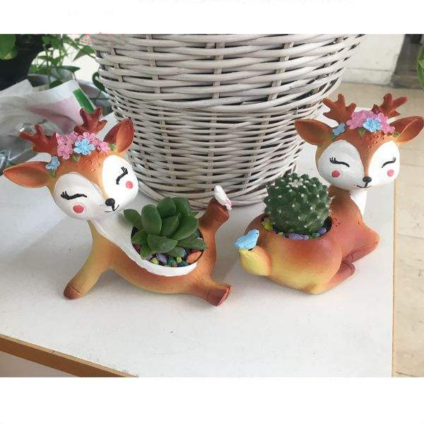 گلدان طرح آهوی خندان کد BH372 مجموعه ۲ عددی