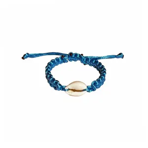 دستبند دست‌ساز زنانه مدل بافت و صدف دریایی
