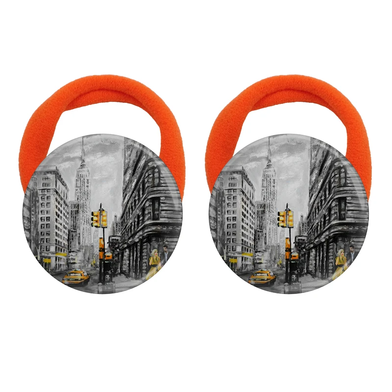 کش مو زنانه مدل نقاشی رنگ روغن هنری مدرن نمای خیابان و زن و مرد کد 1042 بسته دو عددی