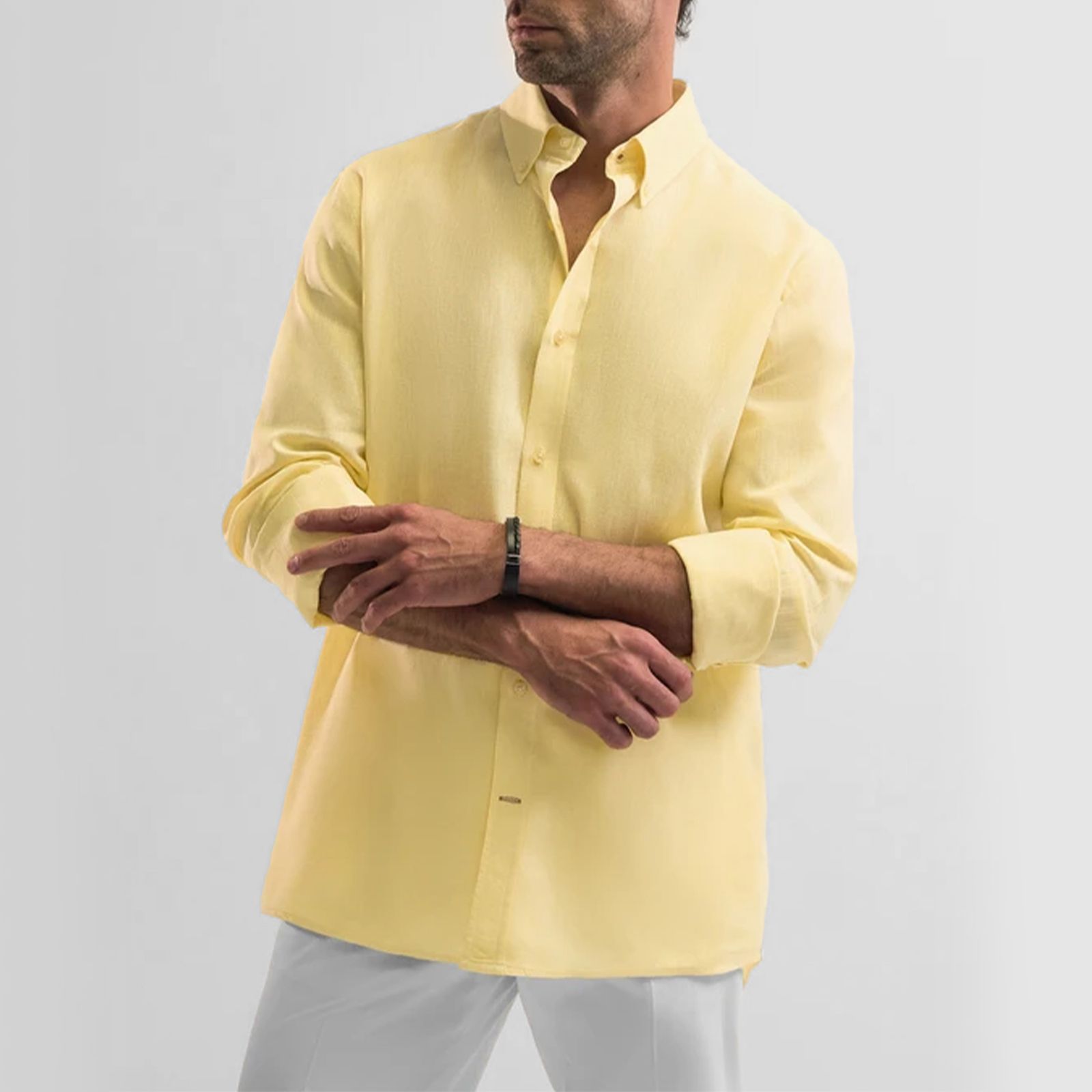 پیراهن آستین بلند یقه برگردان مردانه کروم مدل 2510108 - - 4