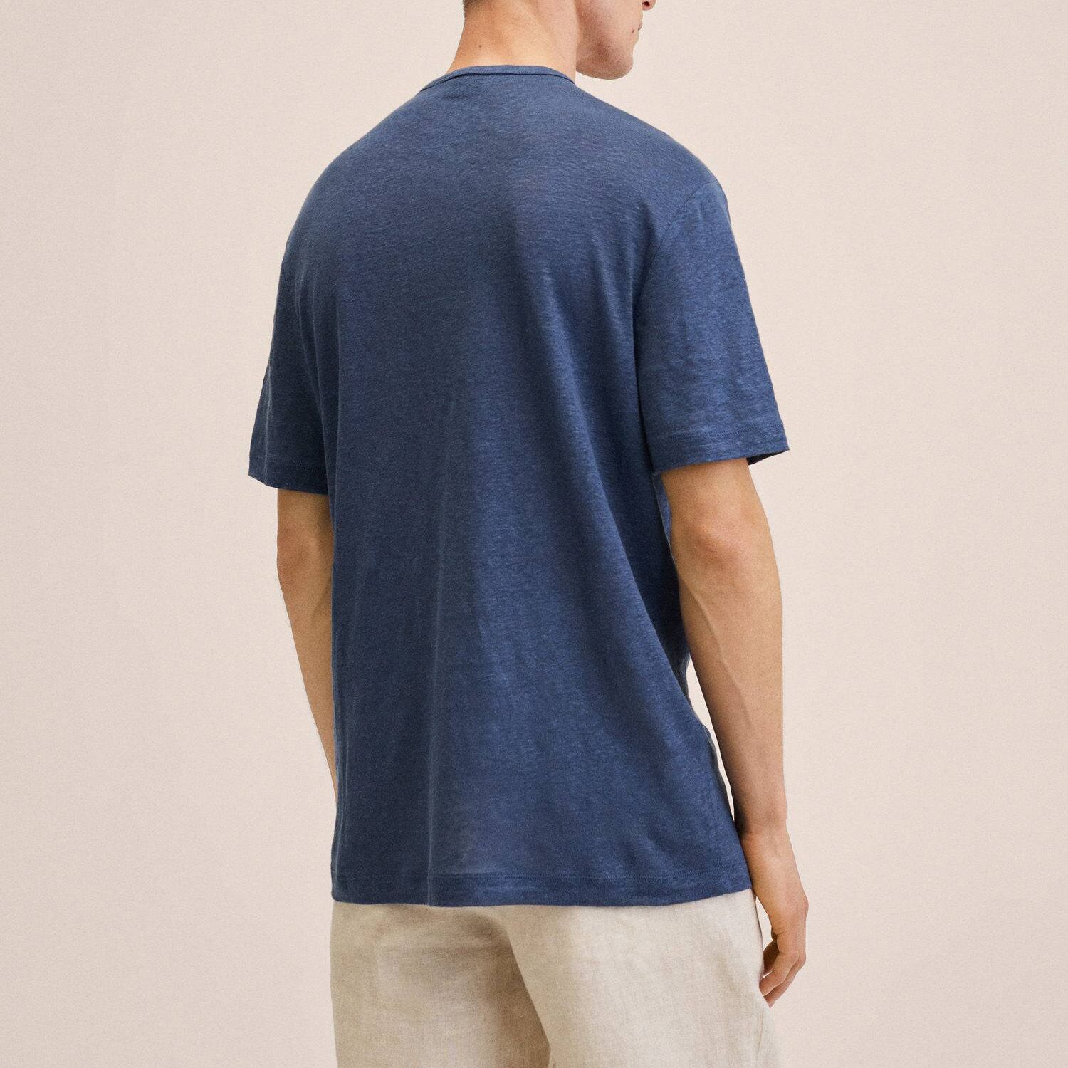 تی شرت آستین کوتاه مردانه مانگو مدل لینن کد IB764PAN -  - 4