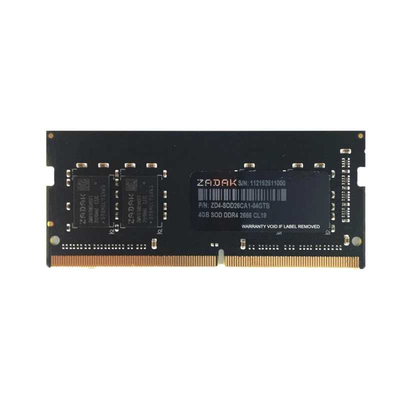  رم لپتاپ DDR4دو کاناله 2666 مگاهرتز CL19 زاداک مدلZD4-SOD26CA1-04GTB1 ظرفیت  4 گیگابایت