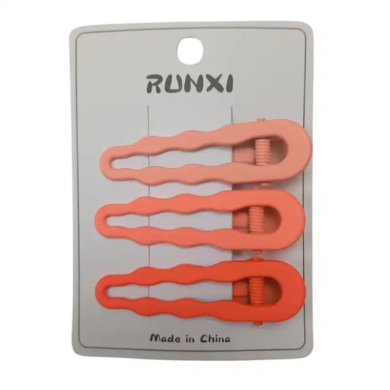 گیره مو زنانه مدل انبری طرح موج بسته 3 عددی