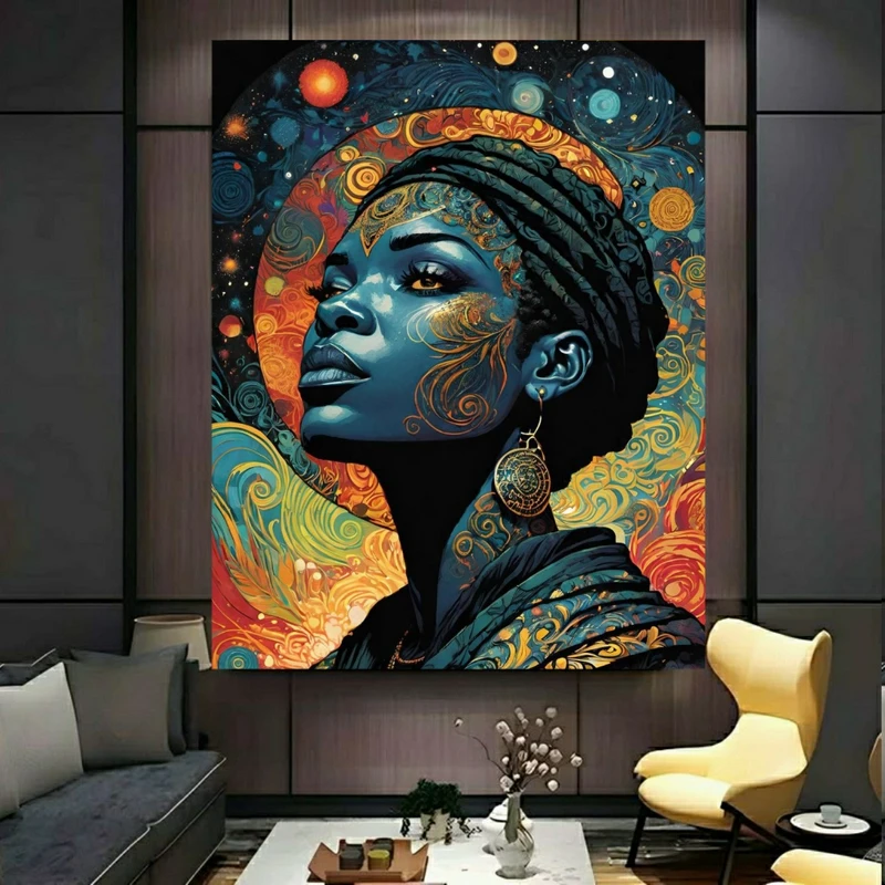 تابلو بوم طرح مخمل زن و طبیعت مدل آفریقایی کد PY542