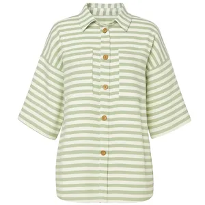 شومیز آستین سه ربع یقه برگردان زنانه بوخی مدل P118