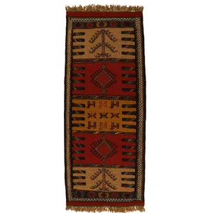 گلیم دستبافت کناره طول دو متر کد 140230