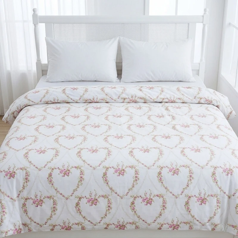 روکش لحاف پنبه انگلیش هوم مدل Rose Heart دو نفره سایز 220x200 سانتی‌متر