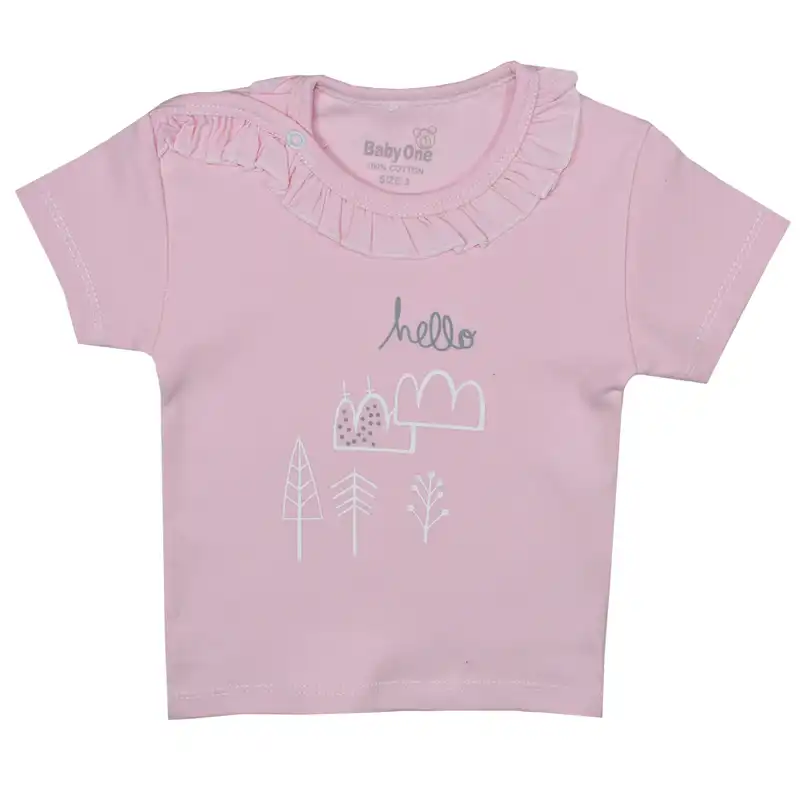 تی شرت آستین کوتاه نوزادی بی بی وان مدل چین دار کد 2