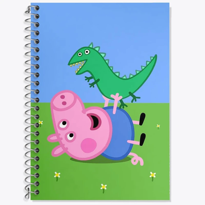 دفتر زبان 50 برگ خندالو مدل دو خط طرح جورج انیمیشن پپا پیگ Peppa pig کد 22072