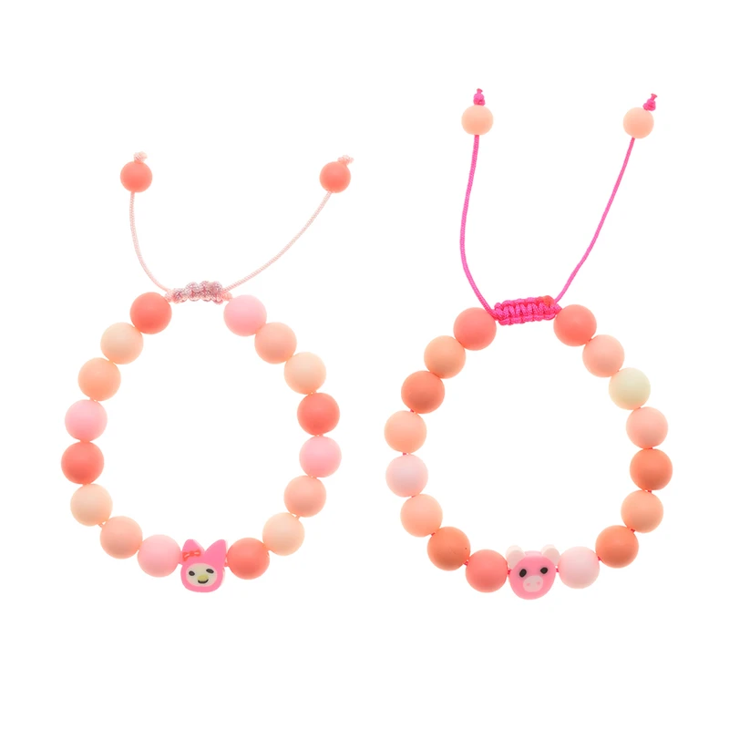 دستبند دخترانه دلنار گالری مدل حیوانات بامزه بسته 2 عددی