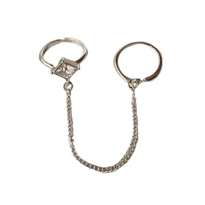 انگشتر زنانه مدل نگینی حلقه زنجیری کد ن