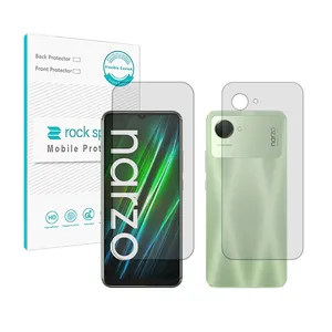 Rockspace HyGEL model clear screen protector suitable for Realme Narzo 50i Prime mobile phone along with the phone back protector