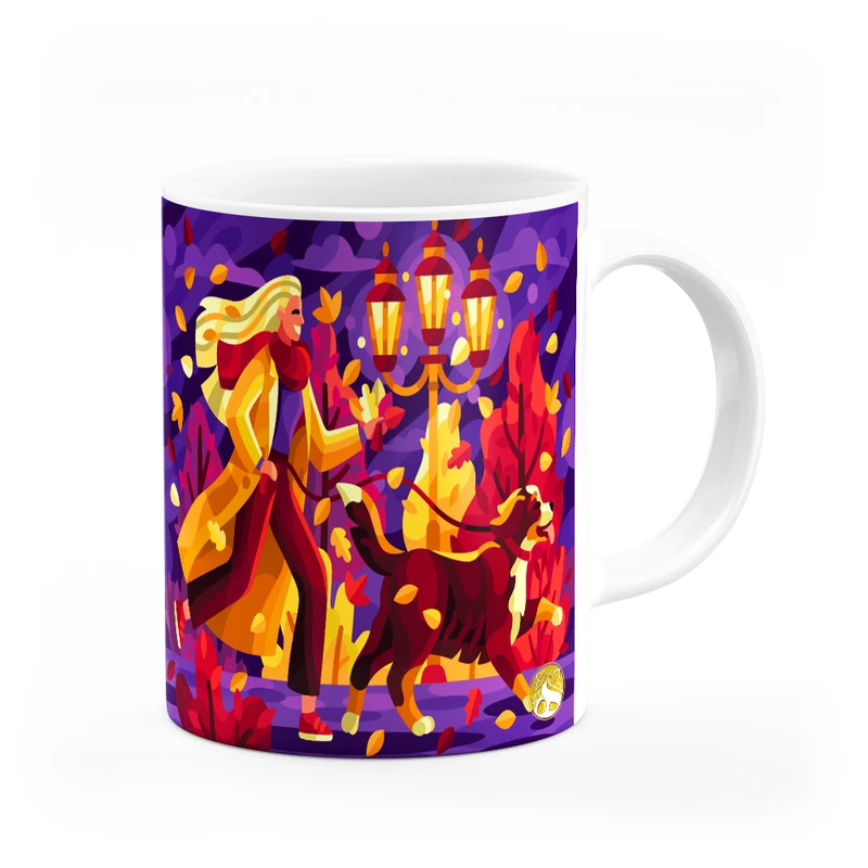 ماگ هومرو طرح گل و برگ پاییز مدل MG8842