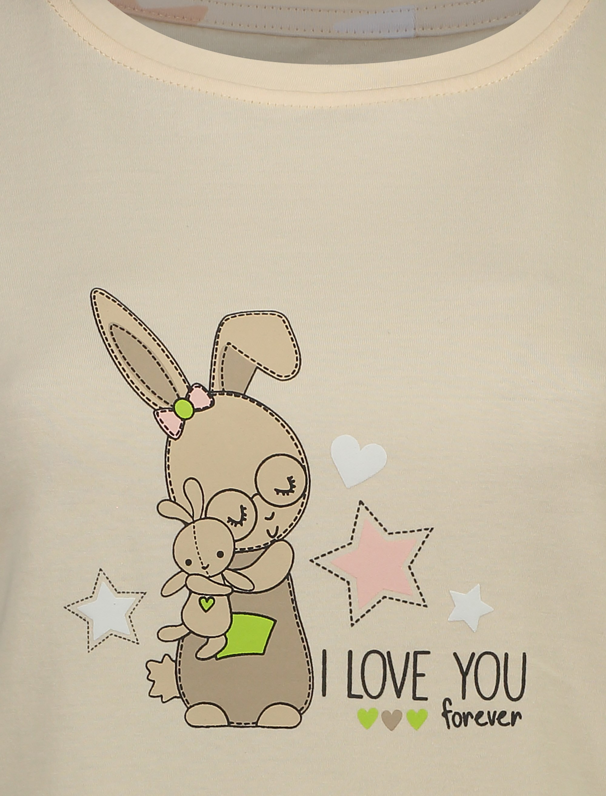 تی شرت و شلوار نخی زنانه طرح خرگوش و ستاره - ناربن - گلبهي - 5