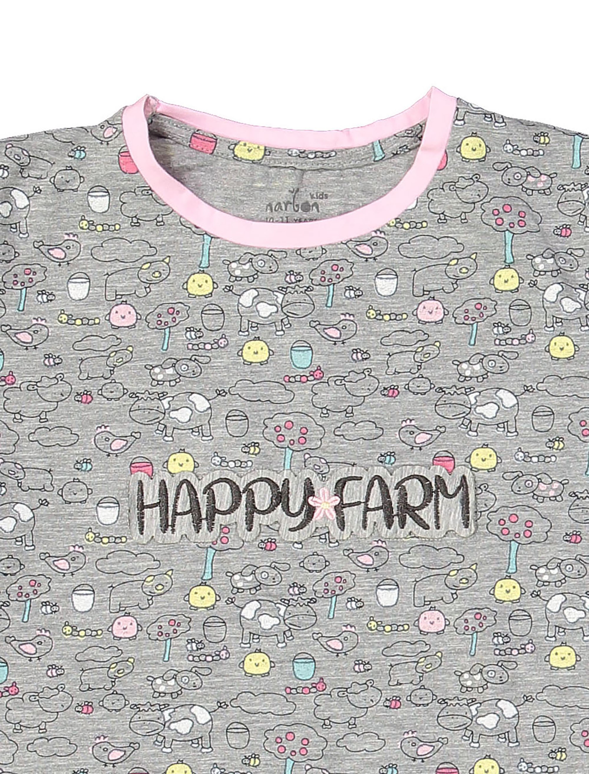 تی شرت و شلوار نخی بچگانه مزرعه شاد - ناربن - طوسي - 5