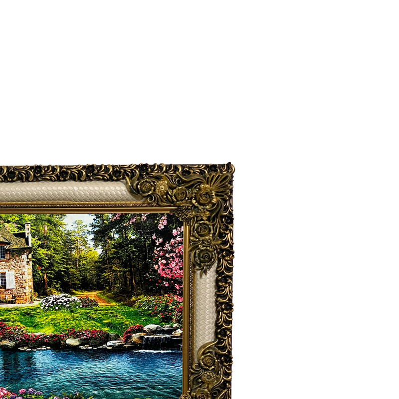 تابلو فرش ماشینی طرح دستبافت مدل خانه سنگی کد 7501