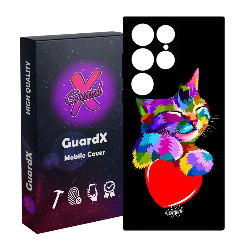 کاور گارد ایکس طرح گربه مدل Glass10269 مناسب برای گوشی موبایل سامسونگ Galaxy S24 Ultra