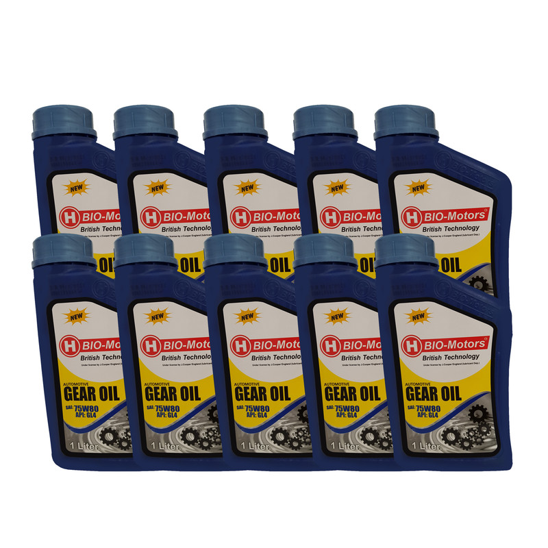 روغن گیربکس خودرو بیو-موتورز مدل GL4 حجم ۱ لیتری 75W-80 بسته 10 عددی