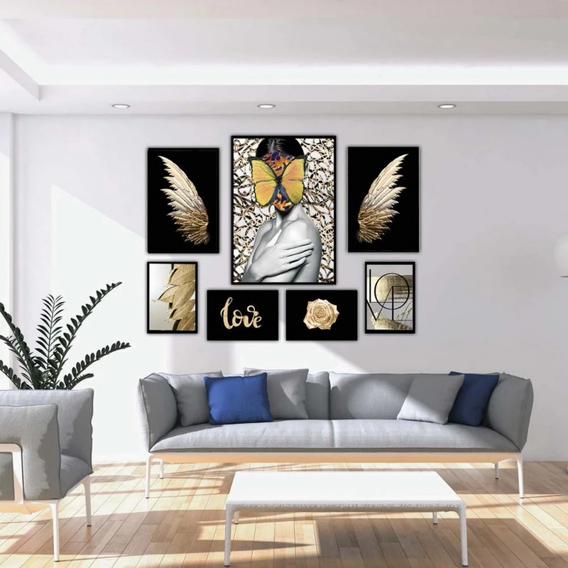 تابلو بکلیت طرح چهره و بال فرشته مدل B-2221 مجموعه 7 عددی