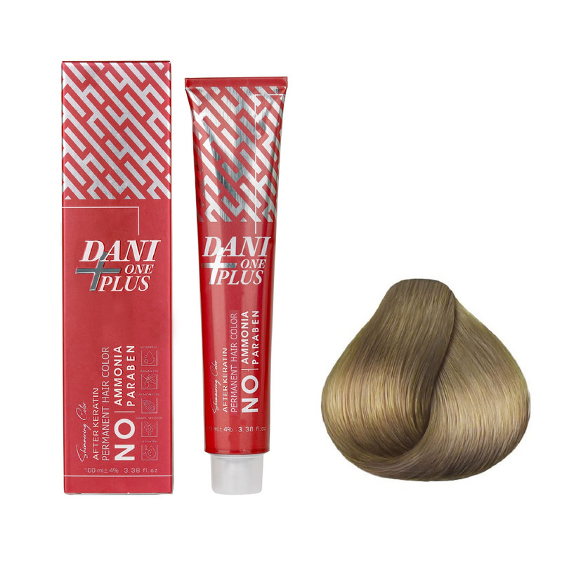 رنگ مو دنی وان مدل پلاس شماره 8.7 حجم 100 میلی لیتر رنگ بلوند زیتونی روشن