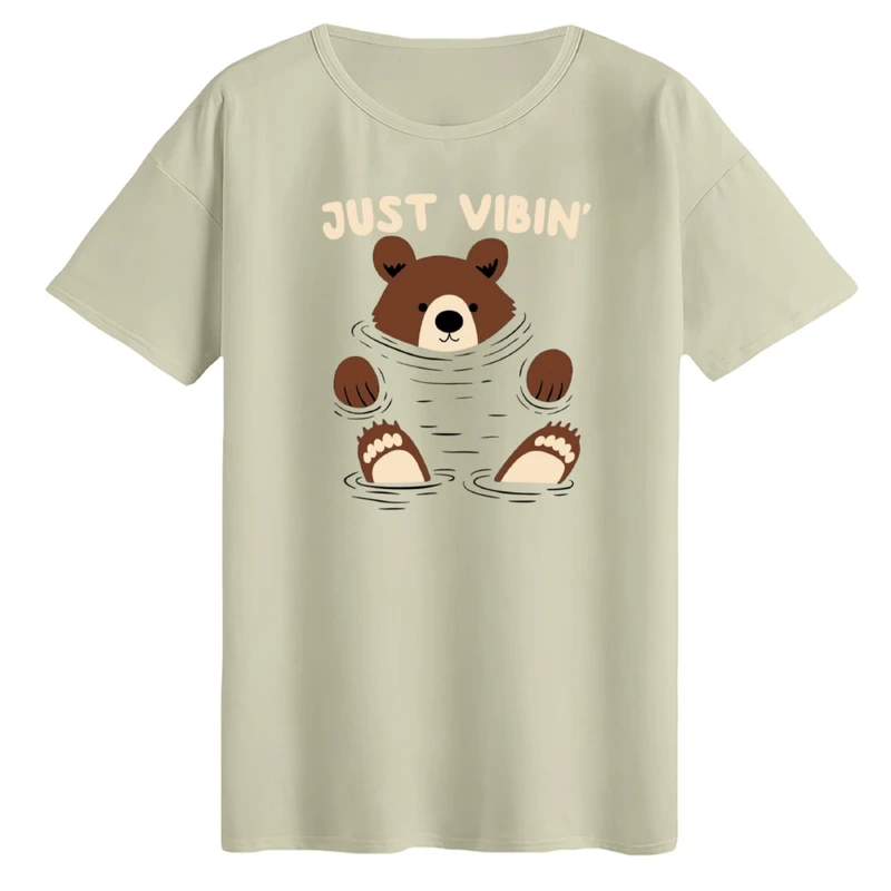 تی‌شرت لانگ آستین کوتاه زنانه مدل خرس قهوه ای