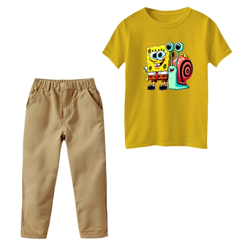 ست تی‌شرت و شلوار پسرانه مدل باب اسفنجی کد 1