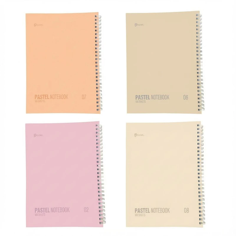 دفتر مشق 100 برگ پالت طرح پاستلی سیمی گلاسه بسته 4 عددی