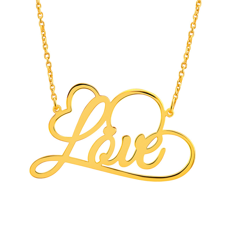 گردنبند طلا 18 عیار زنانه با طرح حلقهای (فلامینگو) گالری قو طلایی مدل لاو و قلب