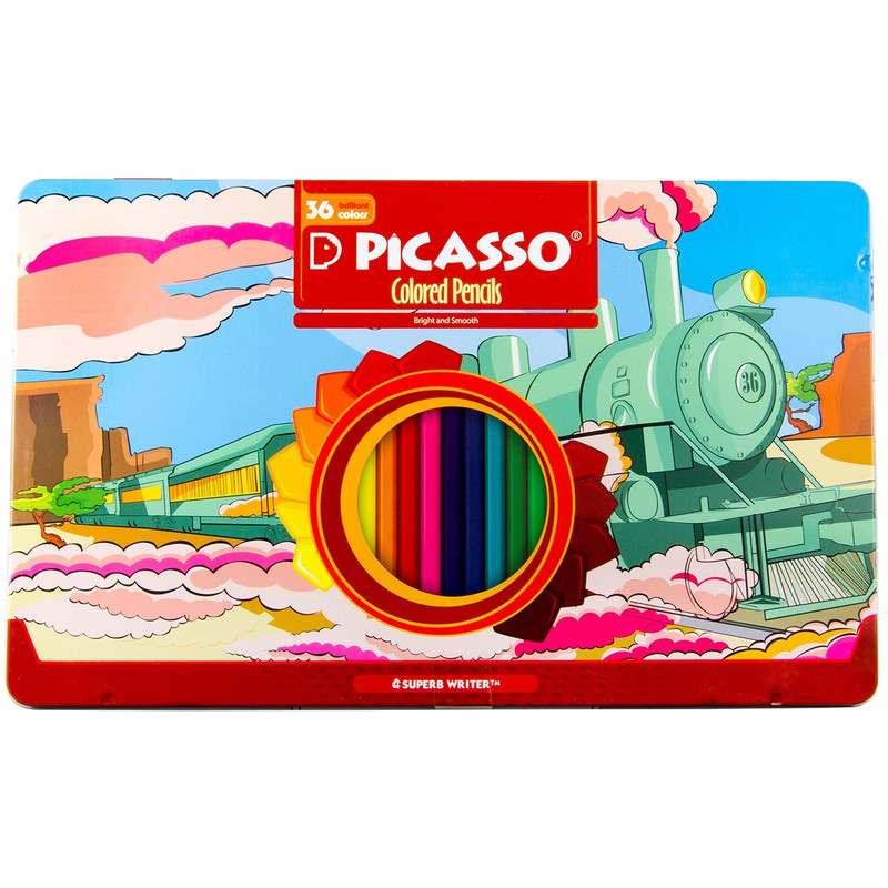 مداد رنگی 36 رنگ پیکاسو مدل Superb Writer طرح لوکوموتیو